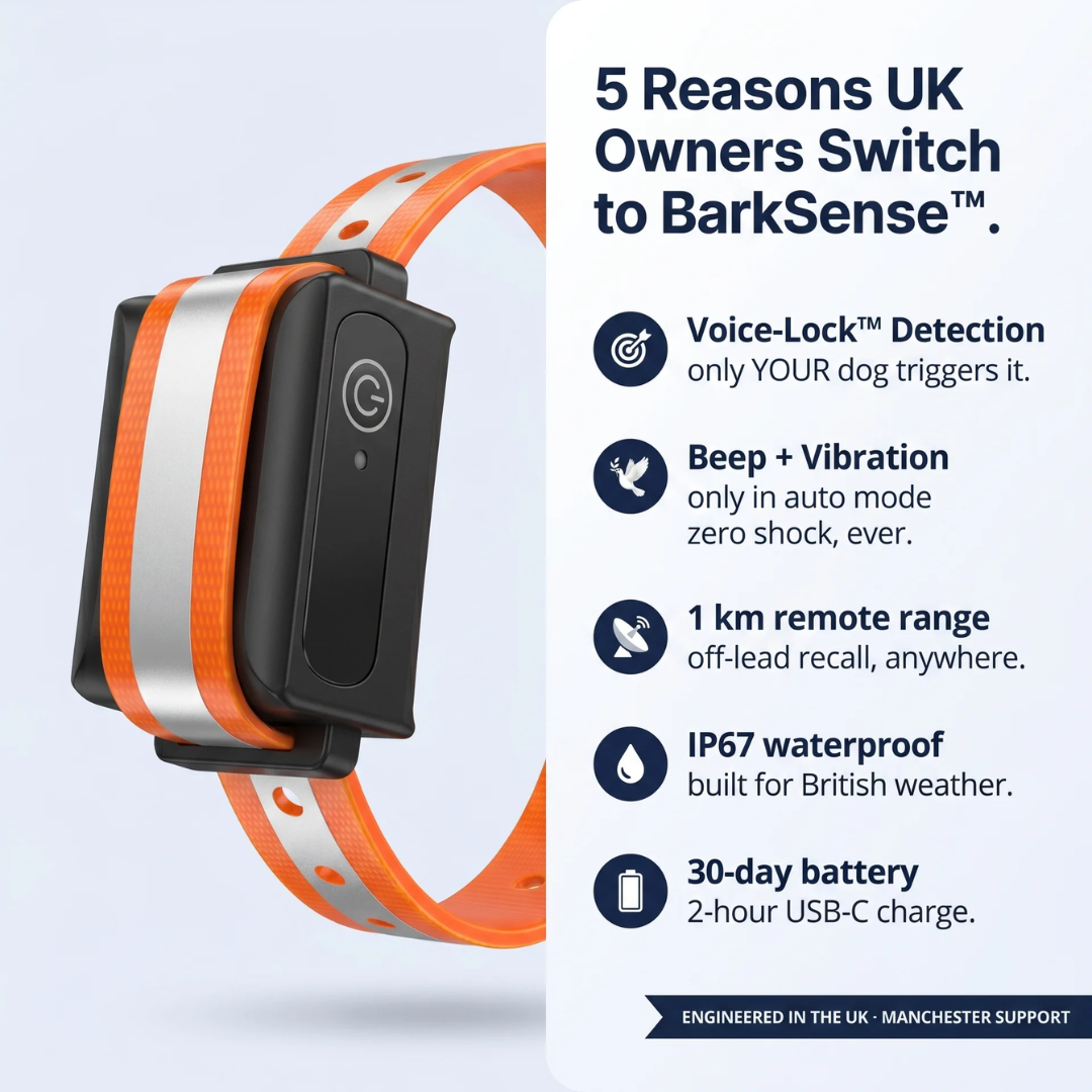 BarkSense™ | Smart Humane Bark Collar with Voice-Lock™ Detection