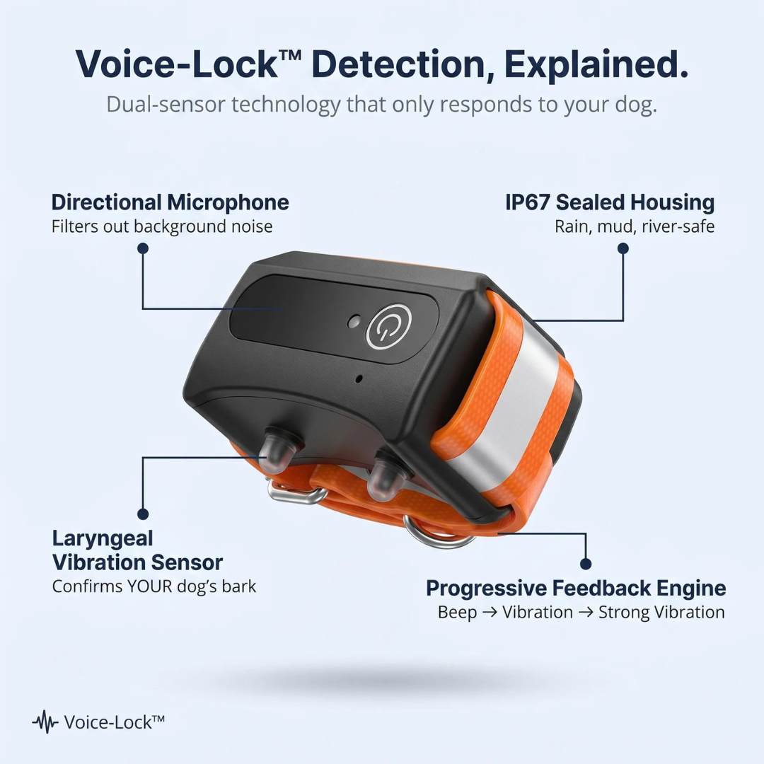 BarkSense™ | Smart Humane Bark Collar with Voice-Lock™ Detection