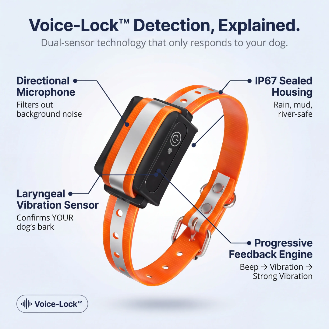 BarkSense™ | Smart Humane Bark Collar with Voice-Lock™ Detection